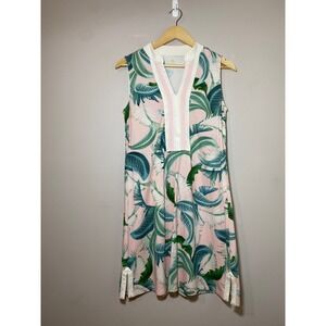 Spartina 449 Women's Cabana Leaf Tunic Dress Sleeveless V-Neck Tropical Size M